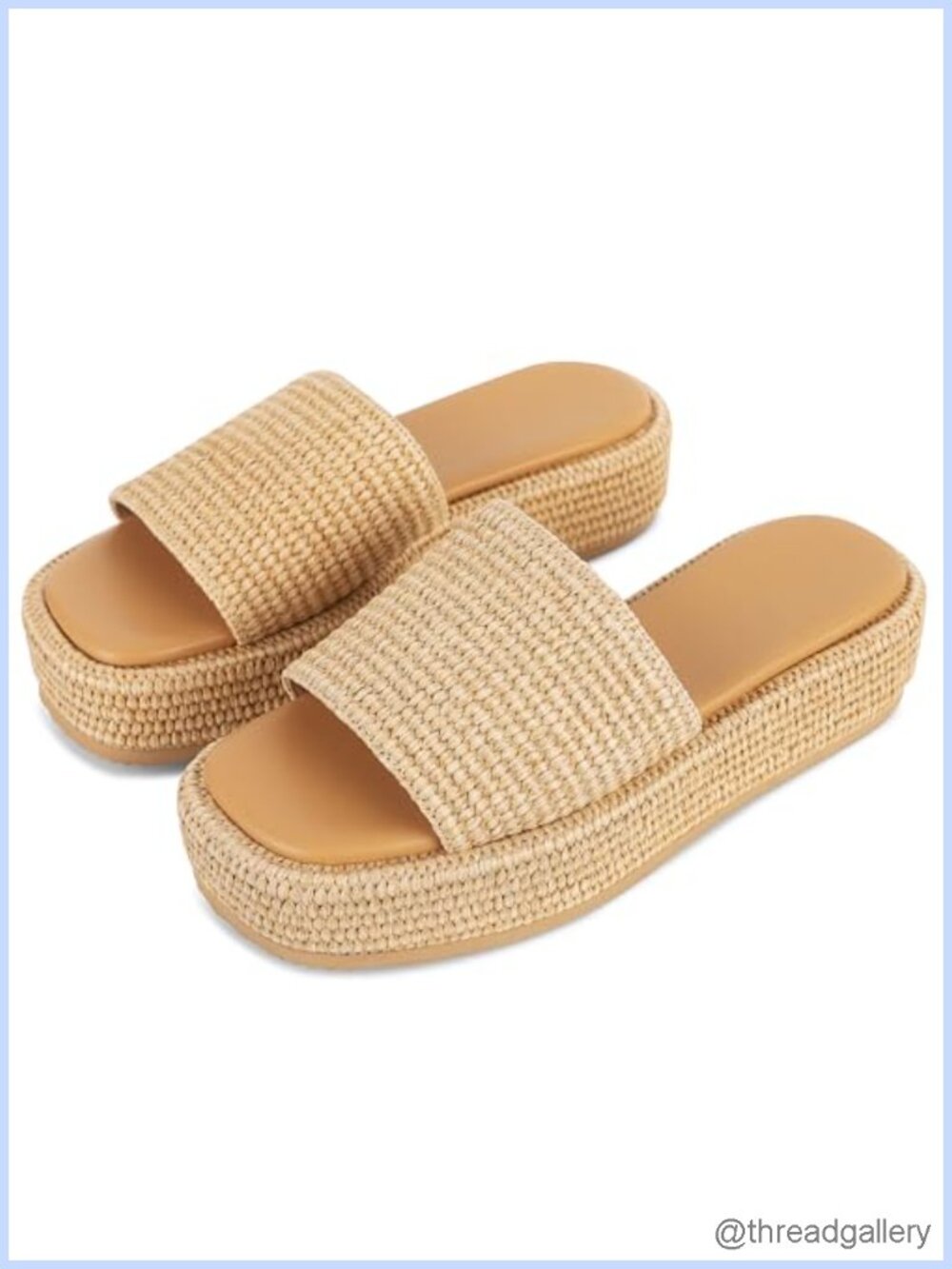 Women's Platform Wedge Sandals Handmade Raffia Slip On Summer Beach